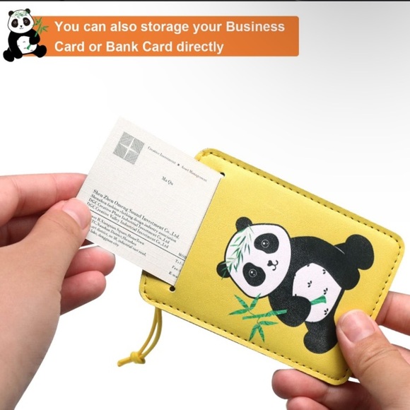 Yellow Panda Leather Luggage Tags - Picture 2 of 4